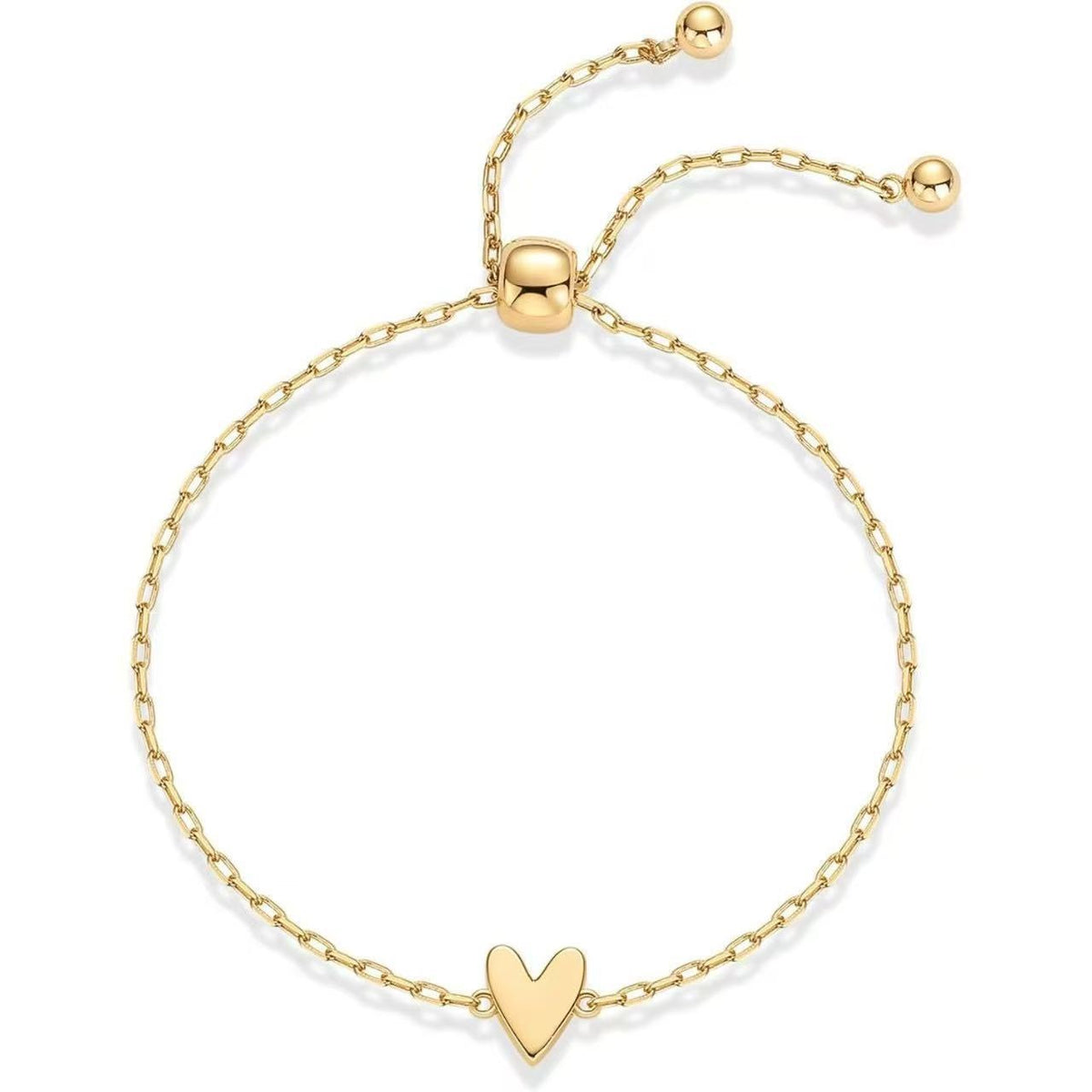 Dainty heart bracelet, adjustable chain